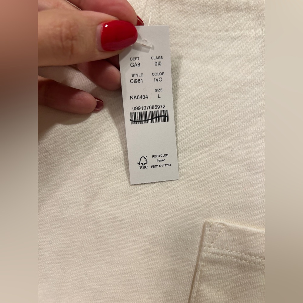 J Crew NWT New Mariner Jersey Boatneck Muscle T-shirt large in Ivory SEE PICS - Picture 6 of 11